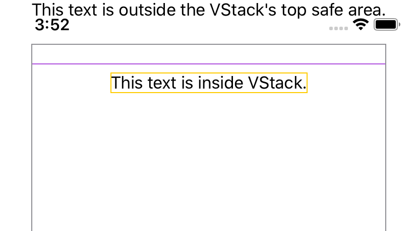 A screenshot showing a view whose bounds exceed the safe area of the