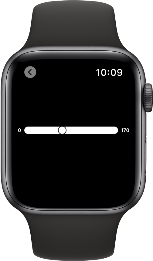 A linear gauge describing heart-rate in beats per minute with its