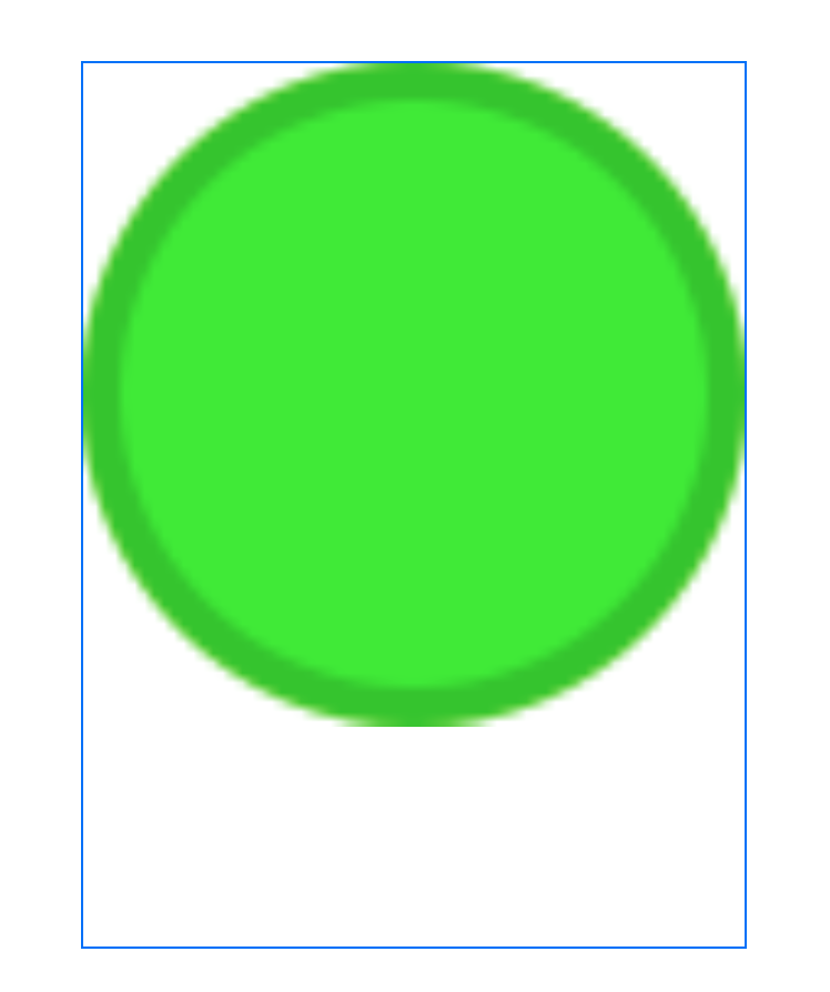 A green dot with a darker green border, scaled to many times its original size, but with its edges smoothed.