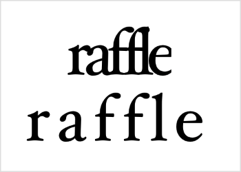 Two text views showing the word raffle in the Hoefler Text font, the