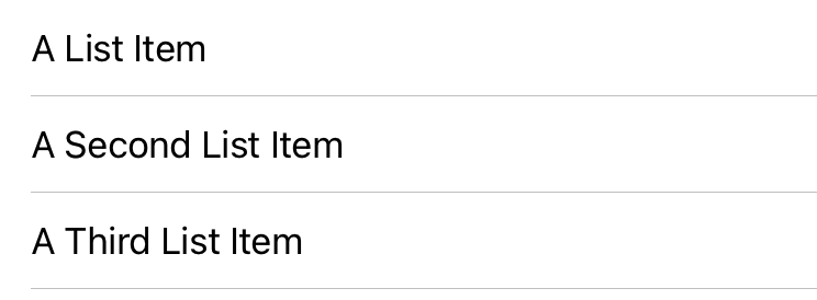 A vertical list with three text views.