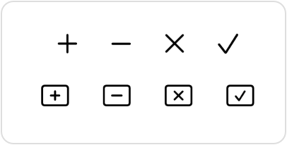 A screenshot showing two rows of four symbols each. Both rows contain