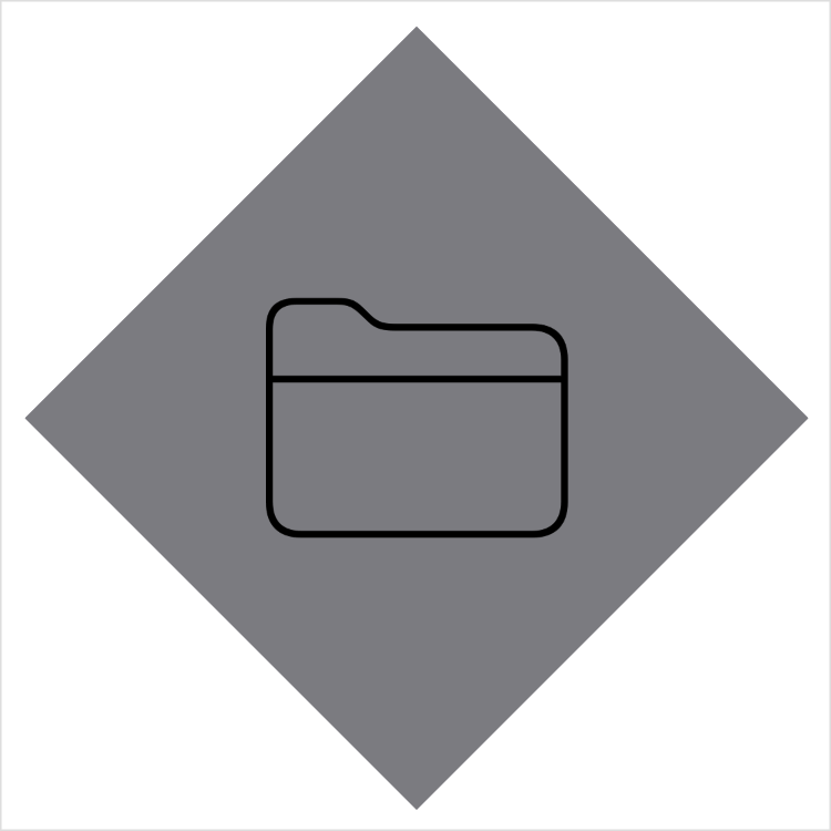 A view showing a large folder image with a gray diamond placed behind