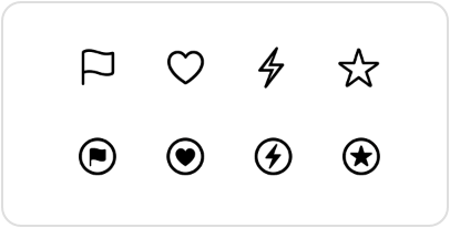 A screenshot showing two rows of four symbols each. Both rows contain