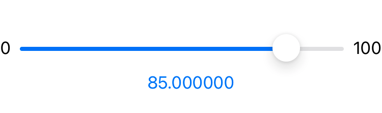 A slider with labels show minimum and maximum values of 0 and 100,