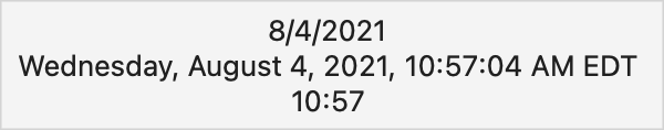 Three vertically stacked text views showing the date with different