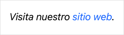 A text view that says Visita nuestro sitio web, with all text