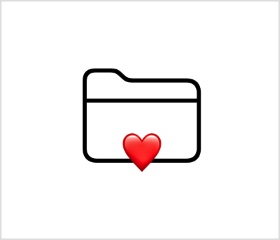 View showing placement of a heart overlaid onto a folder