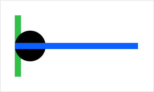 A screenshot of a horizontal blue bar in front of a circle, which