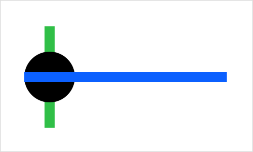 A screenshot of a horizontal blue bar in front of a circle, which