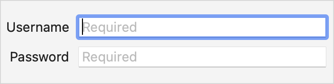 A macOS form, showing two text fields, arranged vertically, with labels to