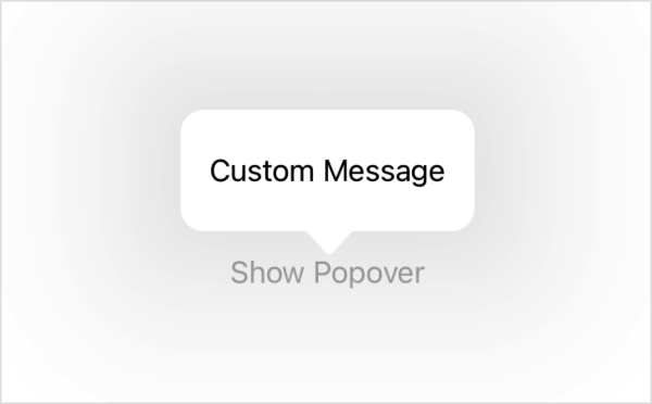 A screenshot showing a popover that says Custom Message hovering