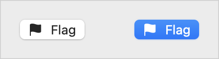 A screenshot of two buttons with a flag icon and the word flag inside. The first button isn’t highlighted; the second one is.