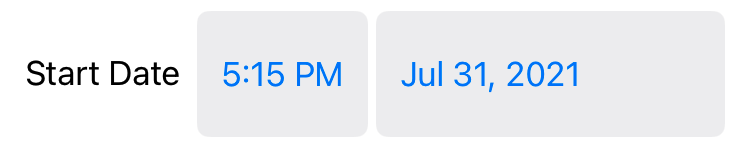 A SwiftUI standard date picker on iOS, with the label Start Date, and