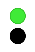 Two identically-sized circle images. The circle on top is green