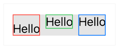 Three text views, each with the word “Hello” outlined by a border and