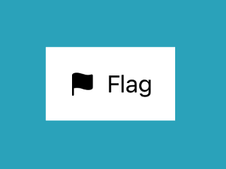 A screenshot of a flag icon and the word flag inside a rectangle; the