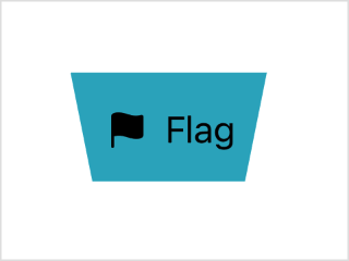 A screenshot of the flag icon and the word flag inside a trapezoid;