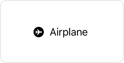 A screenshot of a label that shows an airplane in a filled circle