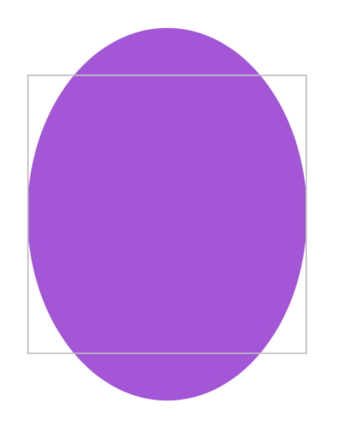 A view showing a purple ellipse that has a 3:4 width-to-height ratio,