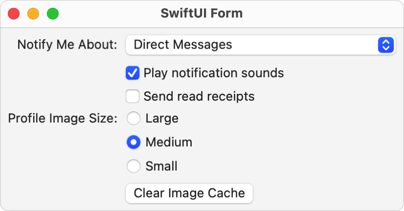 A form on iOS, presented as a vertical stack of views. At top, it shows