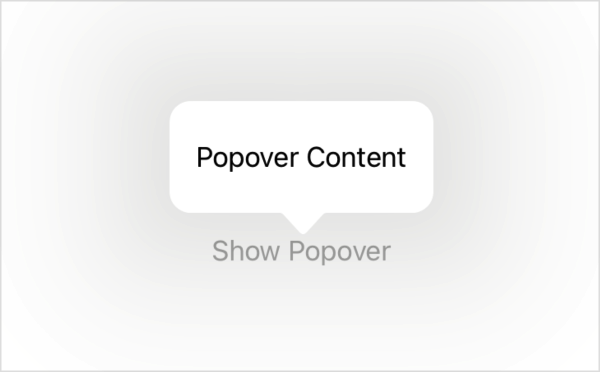 A screenshot showing a popover that says Popover Content hovering