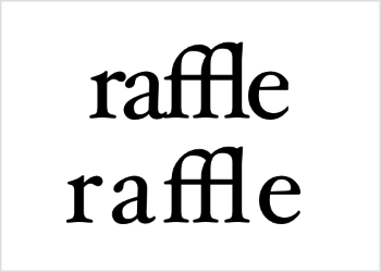 Two text views showing the word raffle in the Hoefler Text font, the