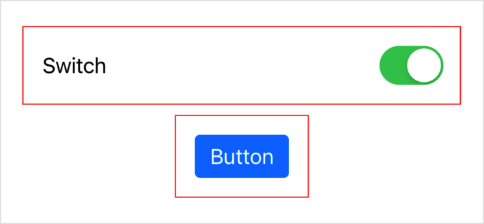 A screenshot of a switch toggle with a red border, and a button